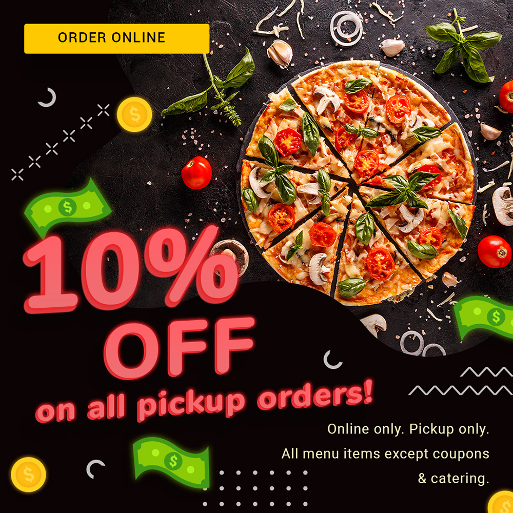 10% Cashback on all pickup orders.